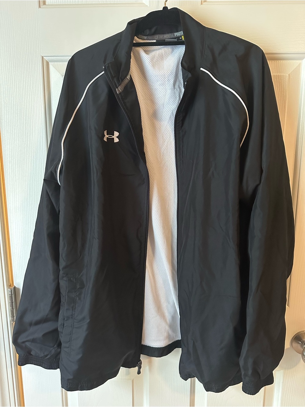 Under Armour Black Windbreaker Jacket with White Trim